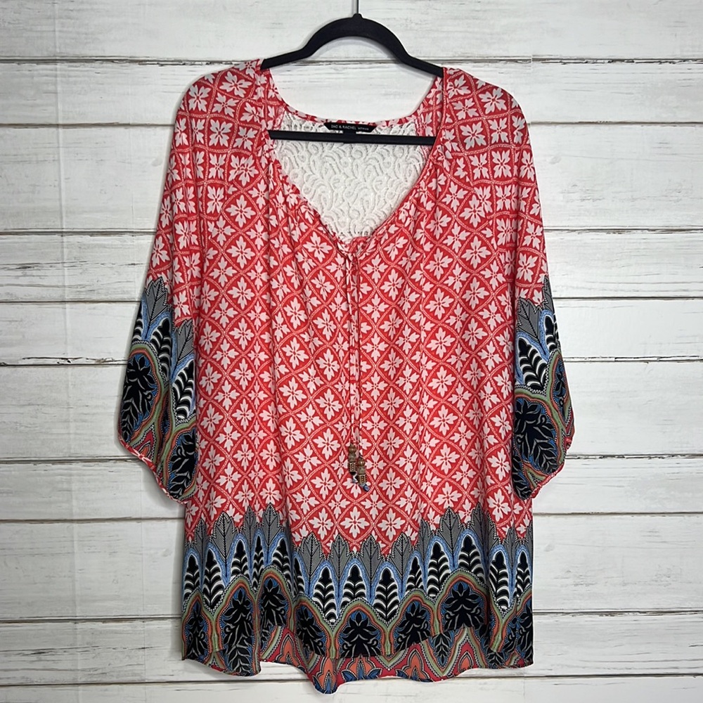 Zac & Rachel Colorful Tassel Blouse Size 1X